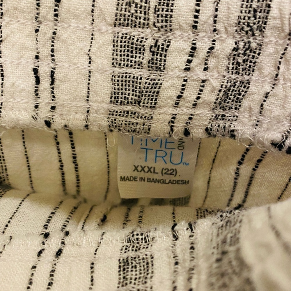 Time&Tru XXXL (size 22) Black and White Striped Drawstring Linen Pants - Picture 4 of 4